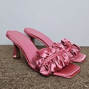 Sam Edelman Kady Carmine Rose Satin Heels Sz 8 Womens